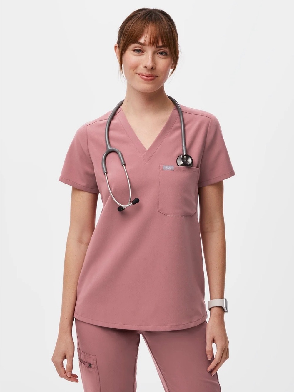 WOMENS FIGS MATCHING SCRUB SET IN MAUVE